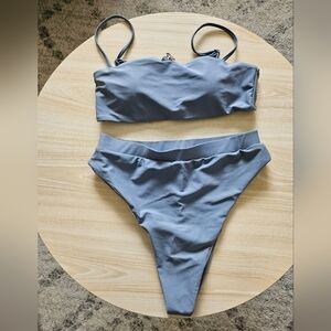 NWOT High Waisted Cami Bikini Setin Gray Size M Medium.
